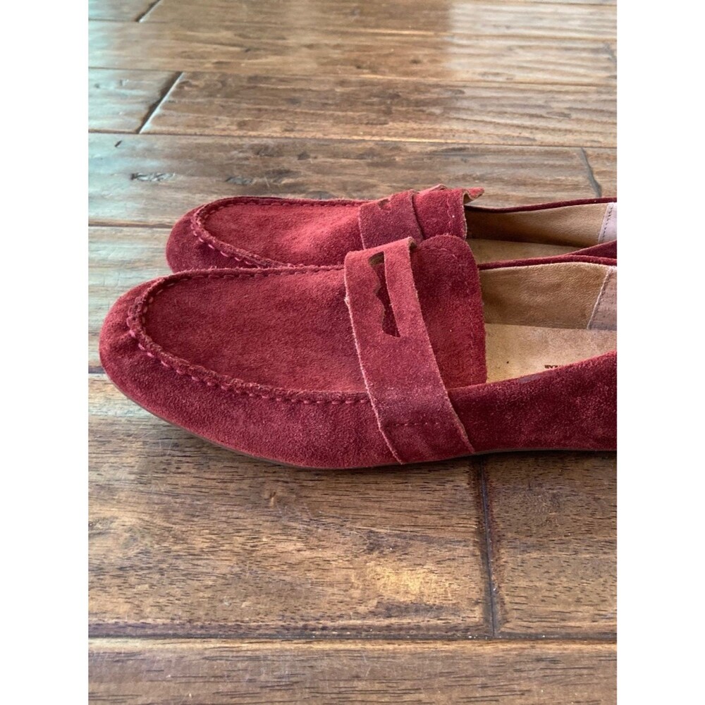 Born Melinda Women’s Loafers Red Suede Comfort Slip-On Shoes sz 9 - Picture 4 of 8